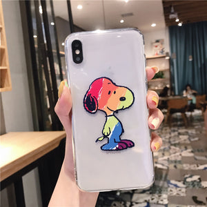 Cartoon Snoopy Phone Case For Apple iPhone 11 Pro X XS Max XR Soft TPU Back Cover for iPhone 7 8 Plus Cute Lovely Clear Case