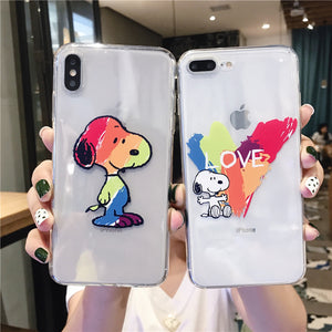 Cartoon Snoopy Phone Case For Apple iPhone 11 Pro X XS Max XR Soft TPU Back Cover for iPhone 7 8 Plus Cute Lovely Clear Case