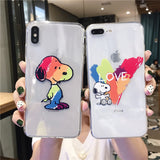 Cartoon Snoopy Phone Case For Apple iPhone 11 Pro X XS Max XR Soft TPU Back Cover for iPhone 7 8 Plus Cute Lovely Clear Case