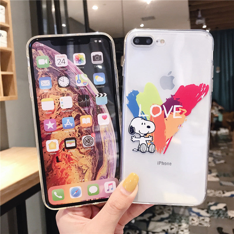 Cartoon Snoopy Phone Case For Apple iPhone 11 Pro X XS Max XR Soft TPU Back Cover for iPhone 7 8 Plus Cute Lovely Clear Case