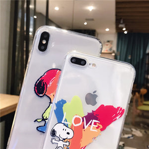 Cartoon Snoopy Phone Case For Apple iPhone 11 Pro X XS Max XR Soft TPU Back Cover for iPhone 7 8 Plus Cute Lovely Clear Case