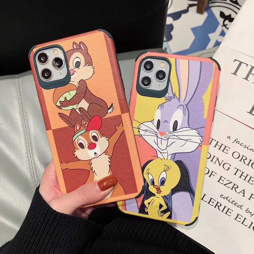 Cartoon PU Leather Embossed Phone Case For Apple iPhone 11 Pro X XS Max XR Soft TPU Back Cover for iPhone 7 8 Plus Cute Case