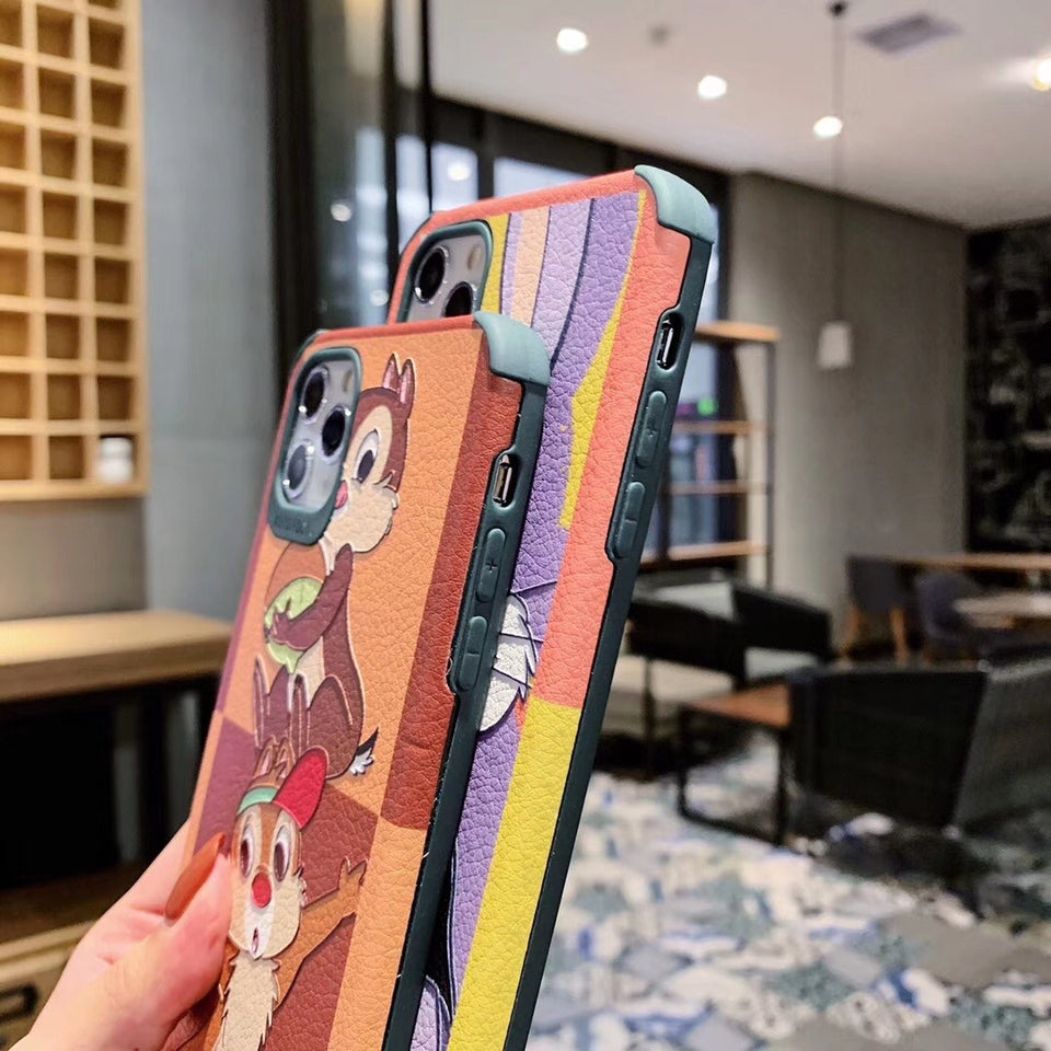 Cartoon PU Leather Embossed Phone Case For Apple iPhone 11 Pro X XS Max XR Soft TPU Back Cover for iPhone 7 8 Plus Cute Case