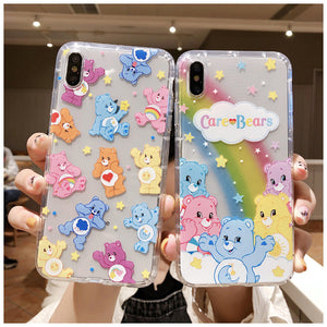 Rainbow Bear Phone Case For Apple iPhone 11 Pro X XS Max XR Soft TPU Back Cover for iPhone 7 8 Plus Cute Lovely Clear Case