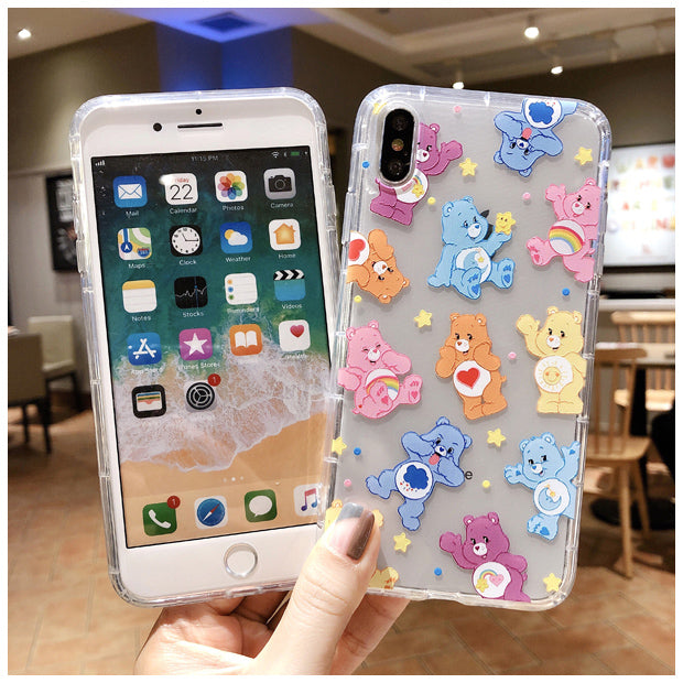 Rainbow Bear Phone Case For Apple iPhone 11 Pro X XS Max XR Soft TPU Back Cover for iPhone 7 8 Plus Cute Lovely Clear Case