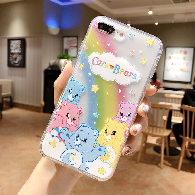 Rainbow Bear Phone Case For Apple iPhone 11 Pro X XS Max XR Soft TPU Back Cover for iPhone 7 8 Plus Cute Lovely Clear Case