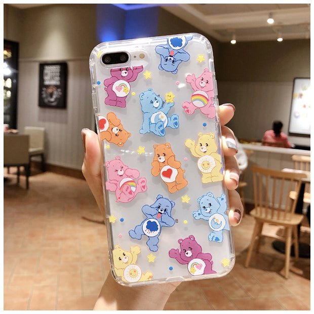 Rainbow Bear Phone Case For Apple iPhone 11 Pro X XS Max XR Soft TPU Back Cover for iPhone 7 8 Plus Cute Lovely Clear Case
