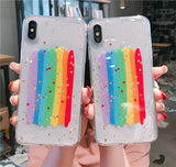 Shiny Stars Graffiti Rainbow Phone Case For Apple iPhone 11 Pro X XS Max XR Soft TPU Back Cover for iPhone 7 8 Plus Cute Lovely Clear Case