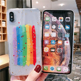 Shiny Stars Graffiti Rainbow Phone Case For Apple iPhone 11 Pro X XS Max XR Soft TPU Back Cover for iPhone 7 8 Plus Cute Lovely Clear Case